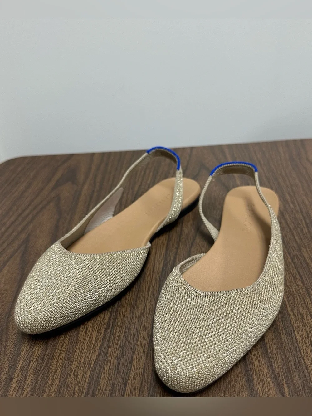 ROTHY'S The Almond Slingback Metallic Prosecco Beige Flats Women's Size 6.5 - Picture 2 of 15